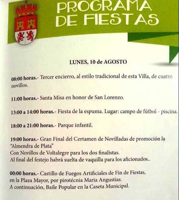 Programa fiestas de Gor 10 de Agosto