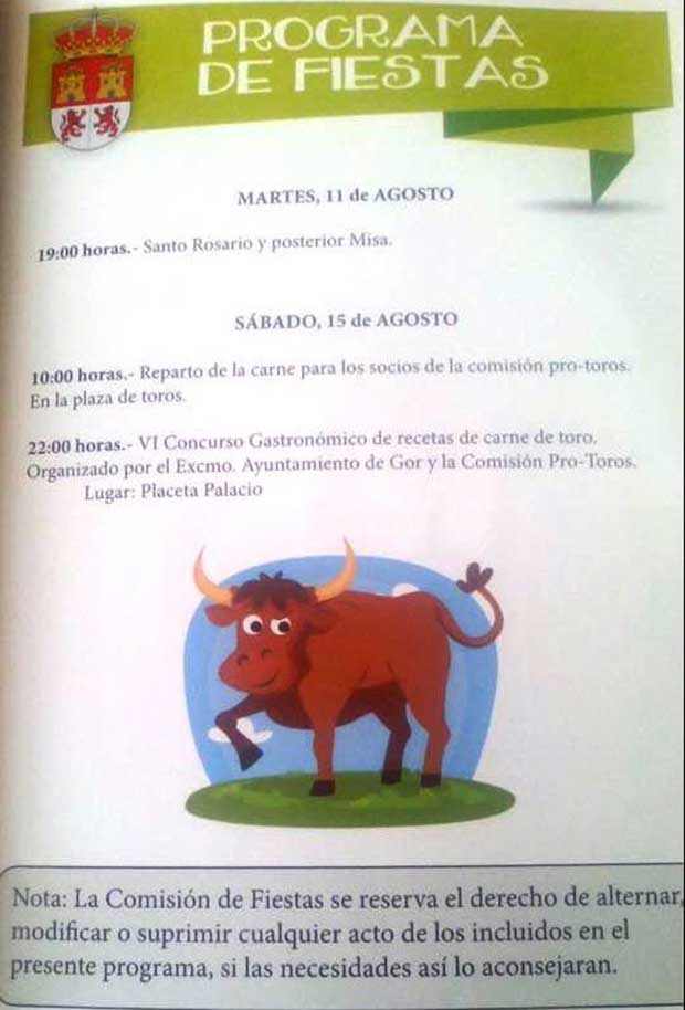 Programa fiestas de Gor 11 y 15 de Agosto
