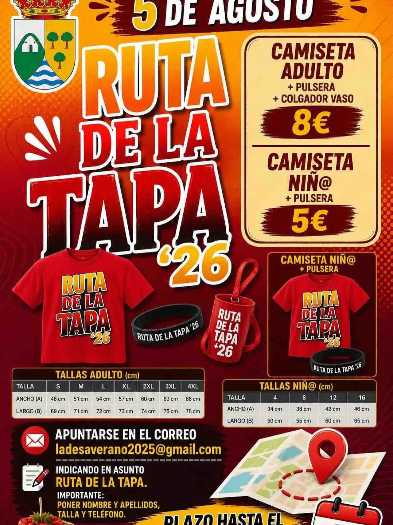 Cartel oficial de la Ruta de la Tapa 2026 en La Dehesa de Guadix con información sobre inscripciones, camisetas y packs para participantes.
