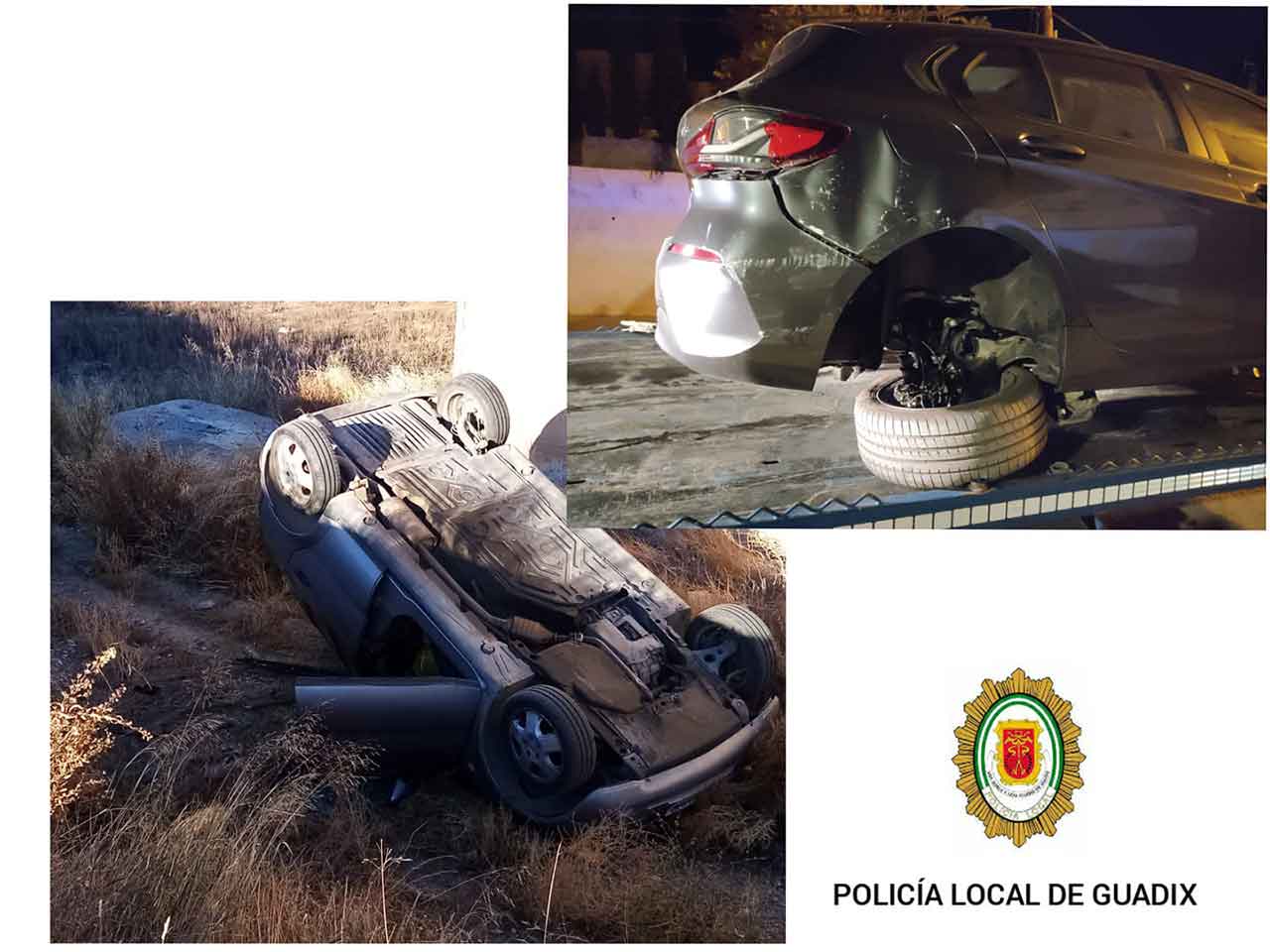 La Policía local de Guadix informa de dos aparatosos accidentes sin heridos