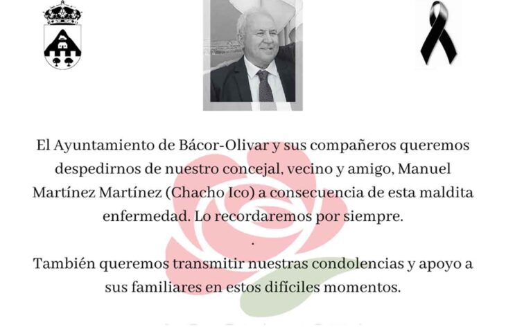 Fallece por Covid concejal de Bácor - Olivar