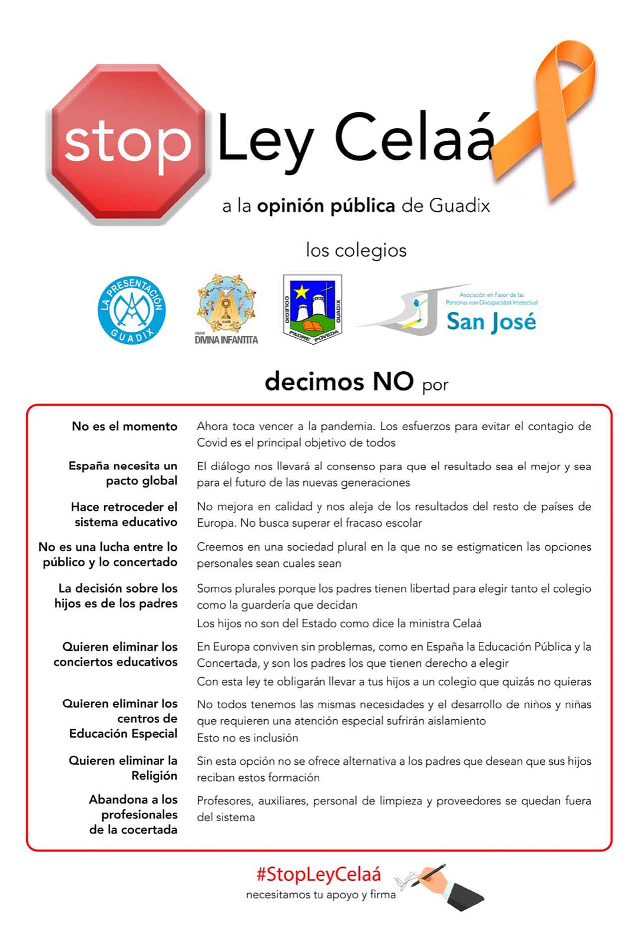Stop Ley Celaá centros de Guadix