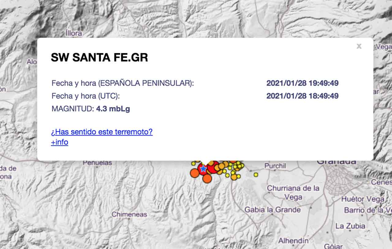 Un nuevo terremoto hoy 28 de enero de 4,2 se vuelve a sentir en Guadix con epicentro en Chauchina