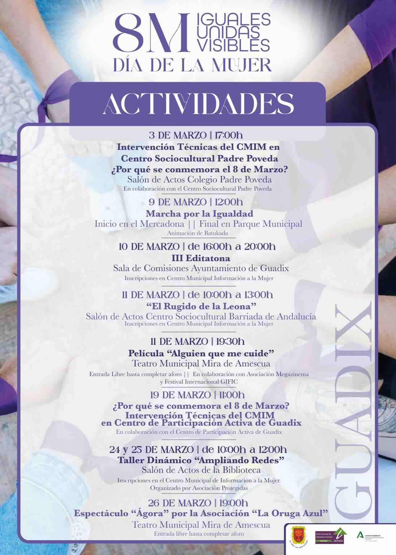 Cartel y actividades del Día Internacional de la Mujer 2026 en Guadix organizadas por el Ayuntamiento