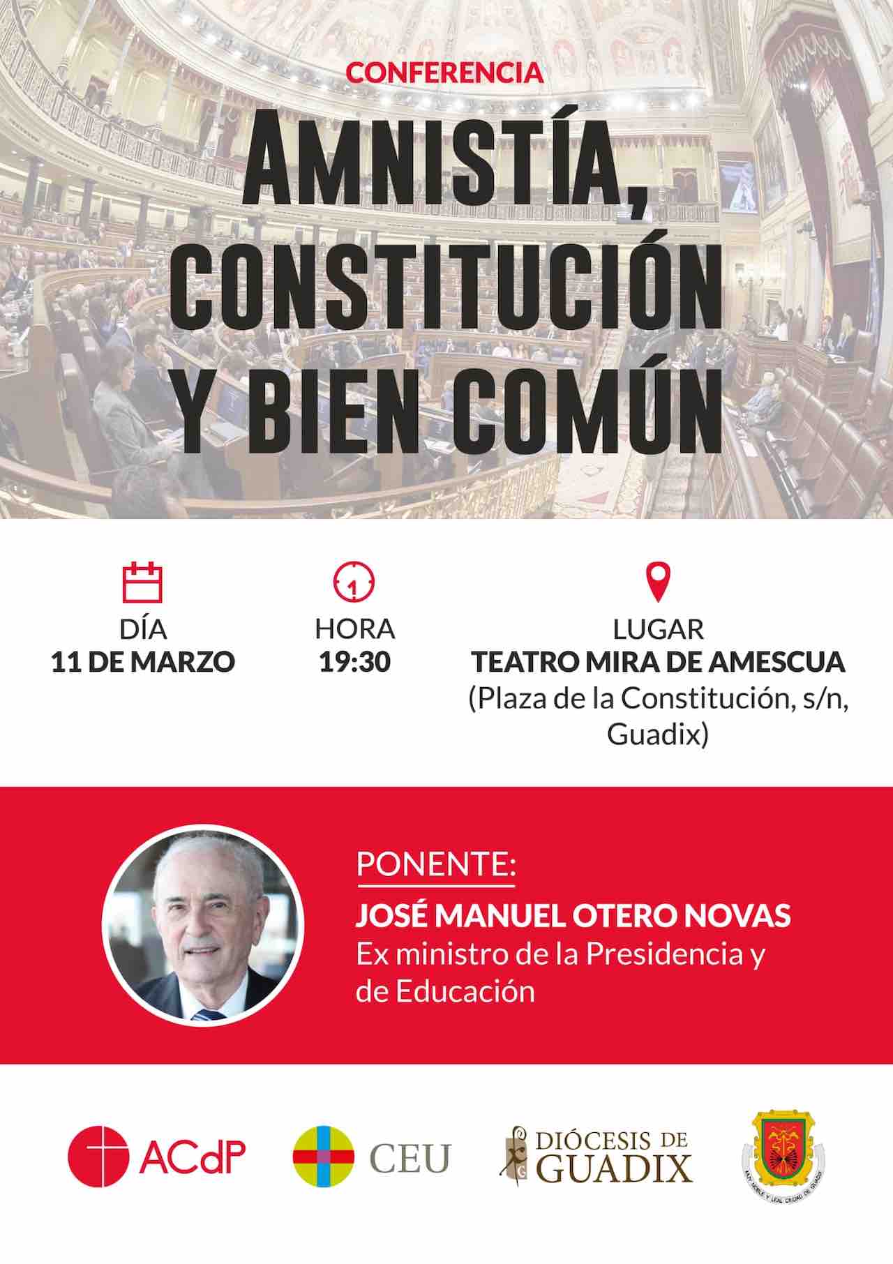 “Amnistía, Constitución y bien común” a cargo del exministro José Manuel Otero Novas en Guadix