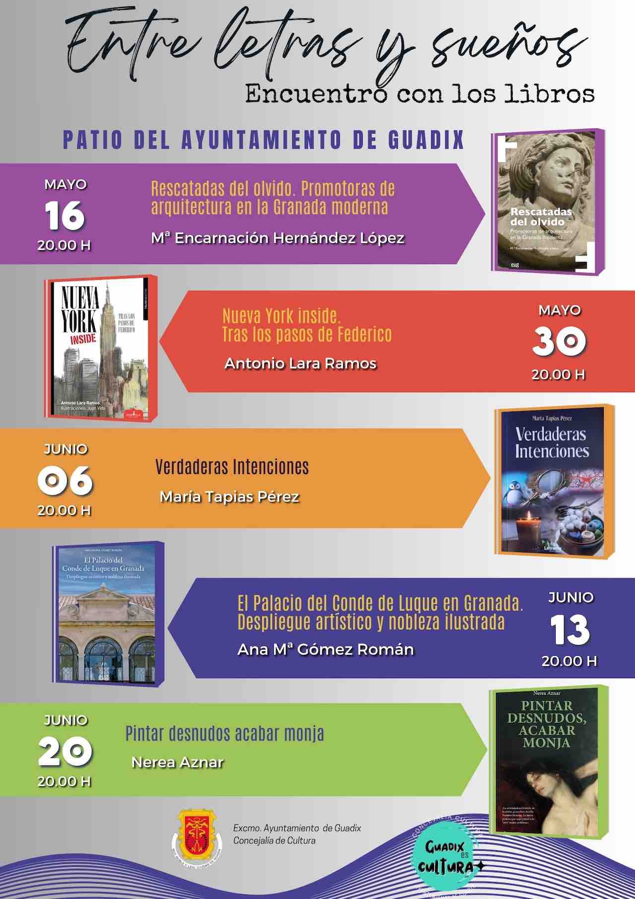 Cartel presentaciones de libros en Guadix