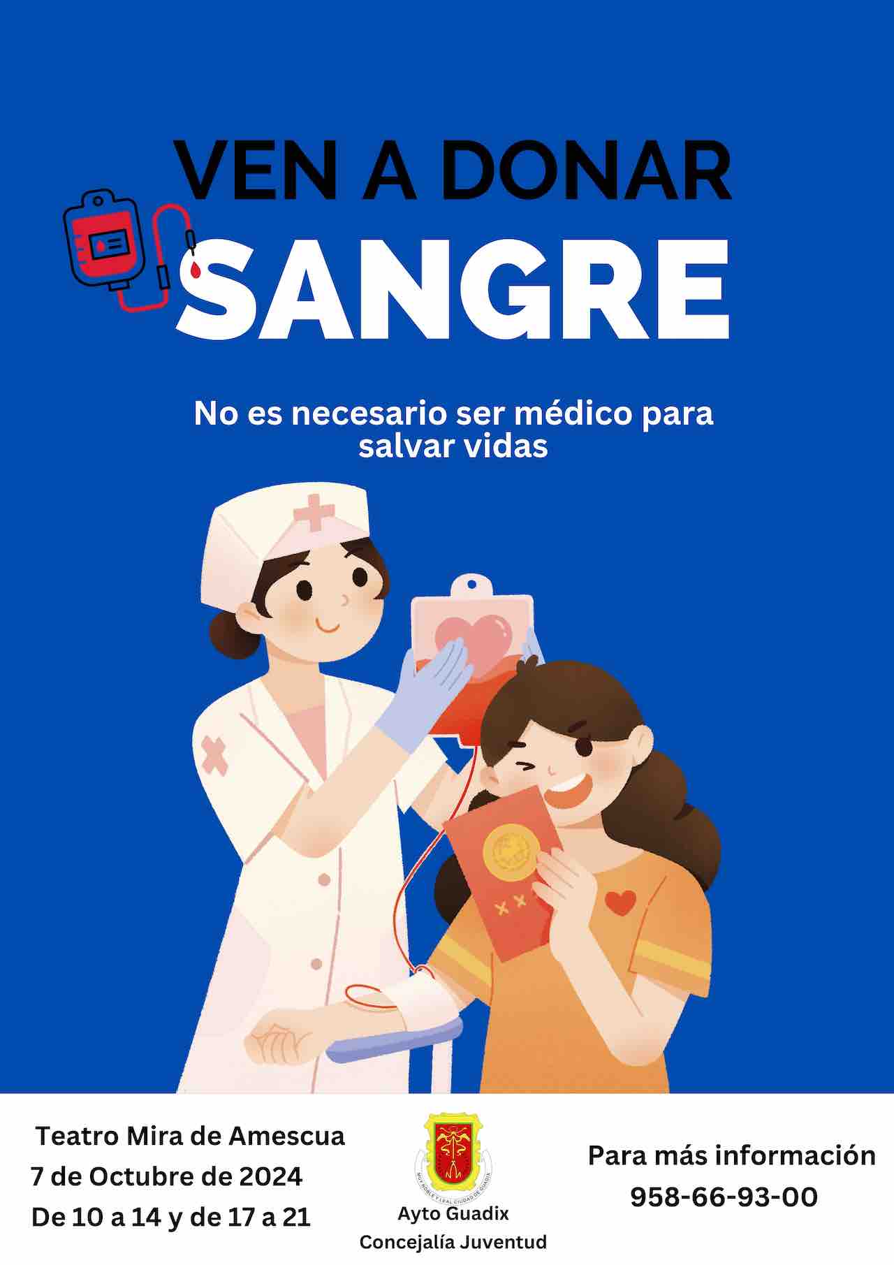 Cartel Donación de Sangre Ilustrado Rojo