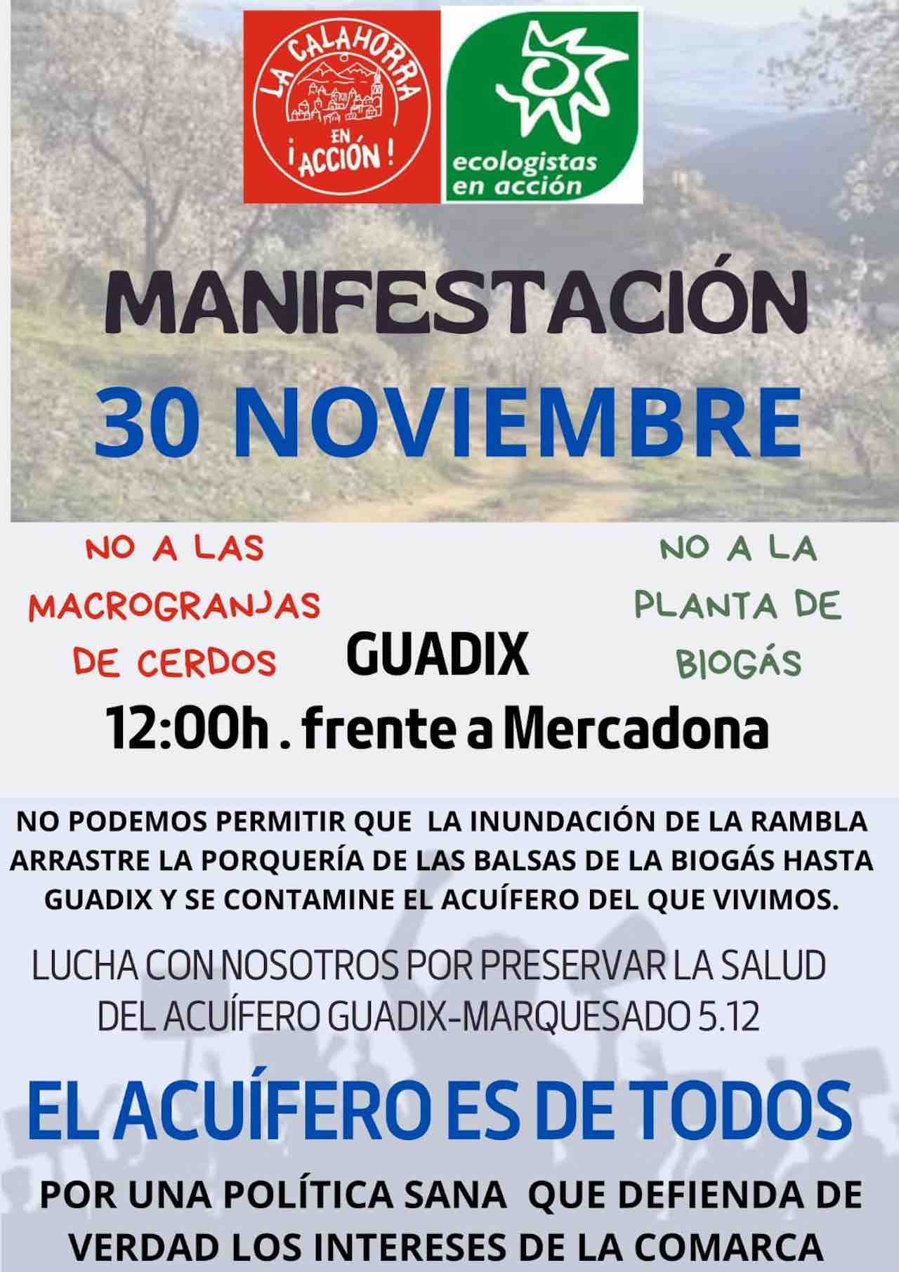 Manifestación de luchas por el Acuífero de Guadix y el Marquesado