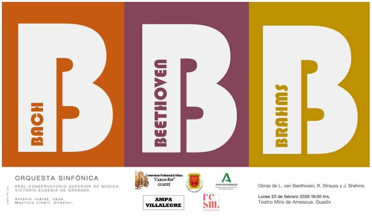 Concierto sinfónico Las Tres B en el Teatro Mira de Amescua de Guadix 2026