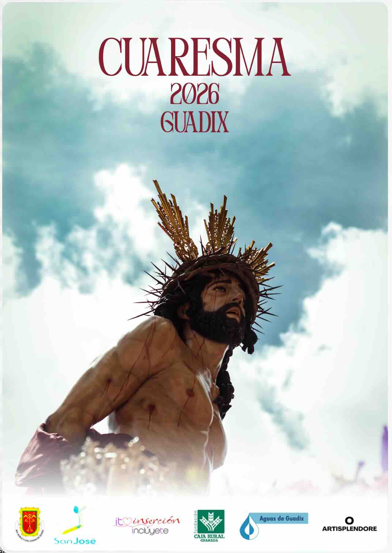 Cartel oficial de la Cuaresma 2026 en Guadix con la imagen de Cristo coronado de espinas