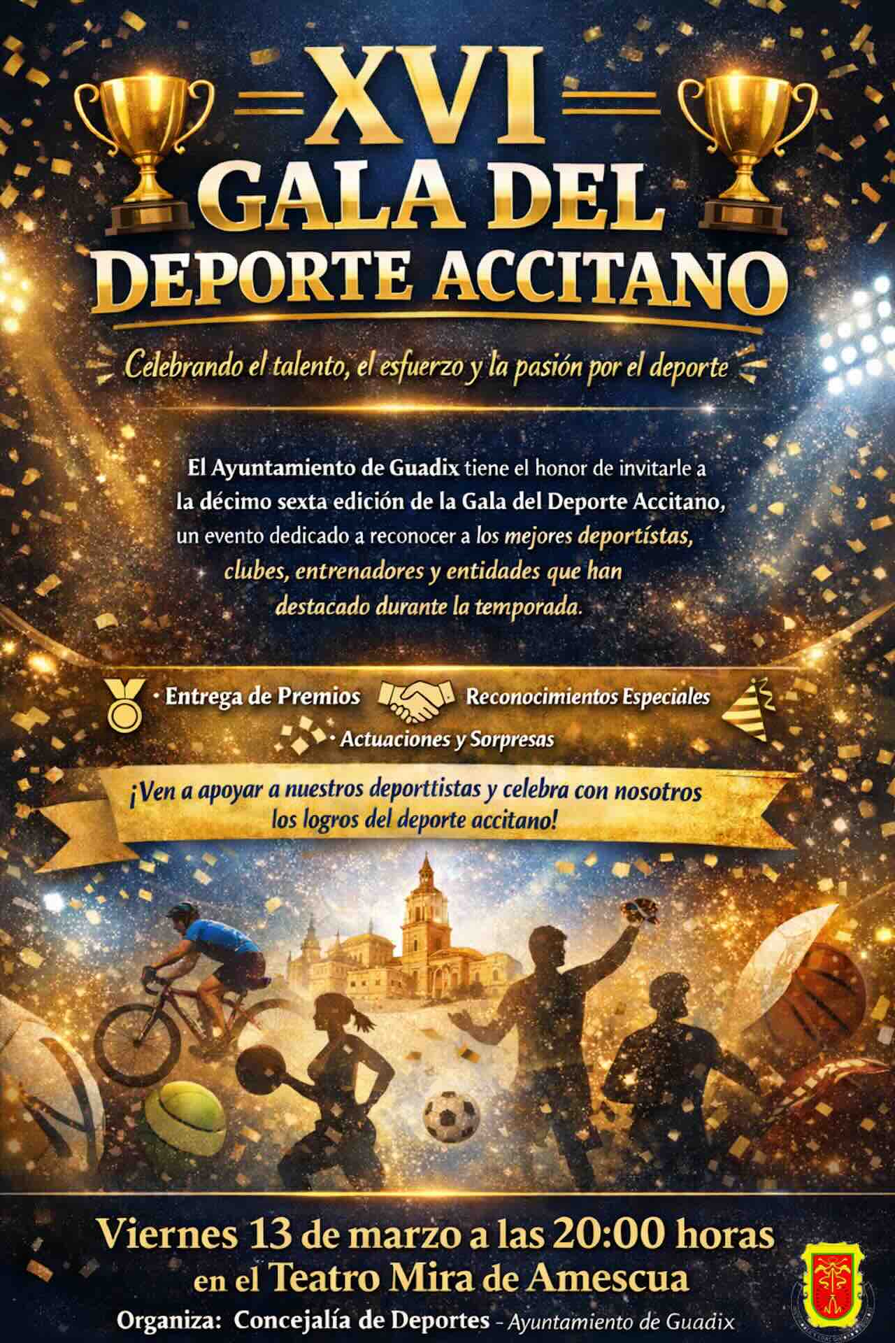 Gala del Deporte Accitano 2026 en el Teatro Mira de Amescua de Guadix