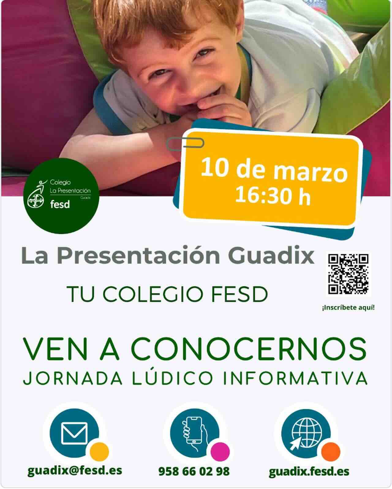 Cartel Jornadas Lúdico Informativas 10 de marzo Colegio La Presentación FESD Guadix