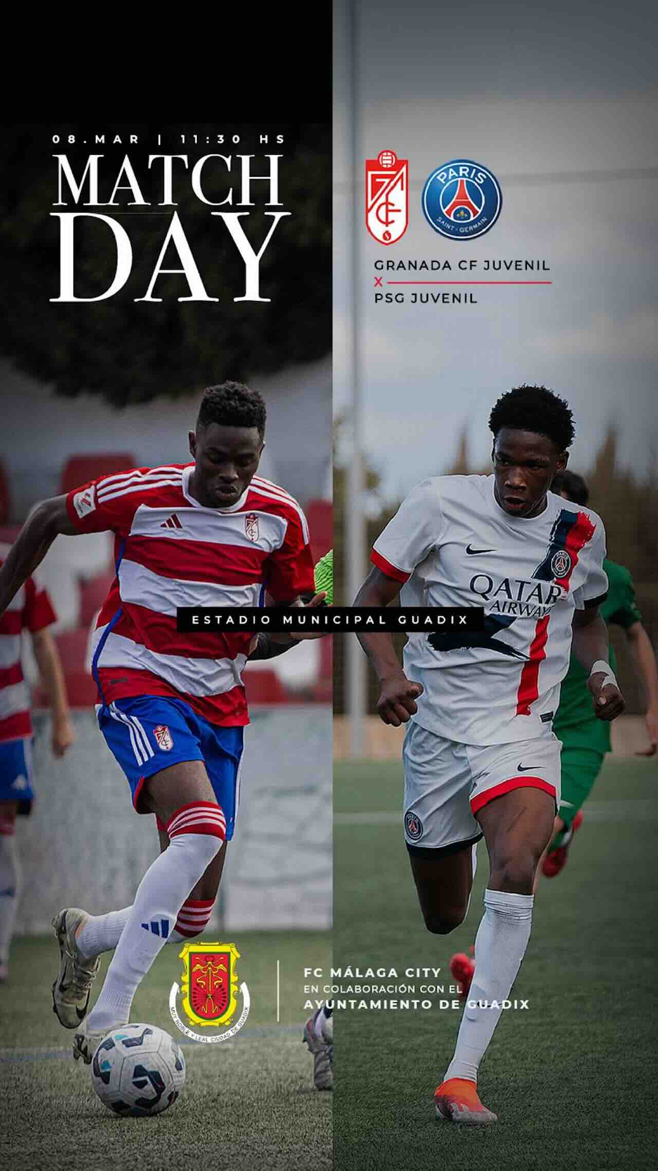 Partido internacional Granada CF juvenil contra Paris Saint-Germain juvenil en el Estadio Municipal de Guadix