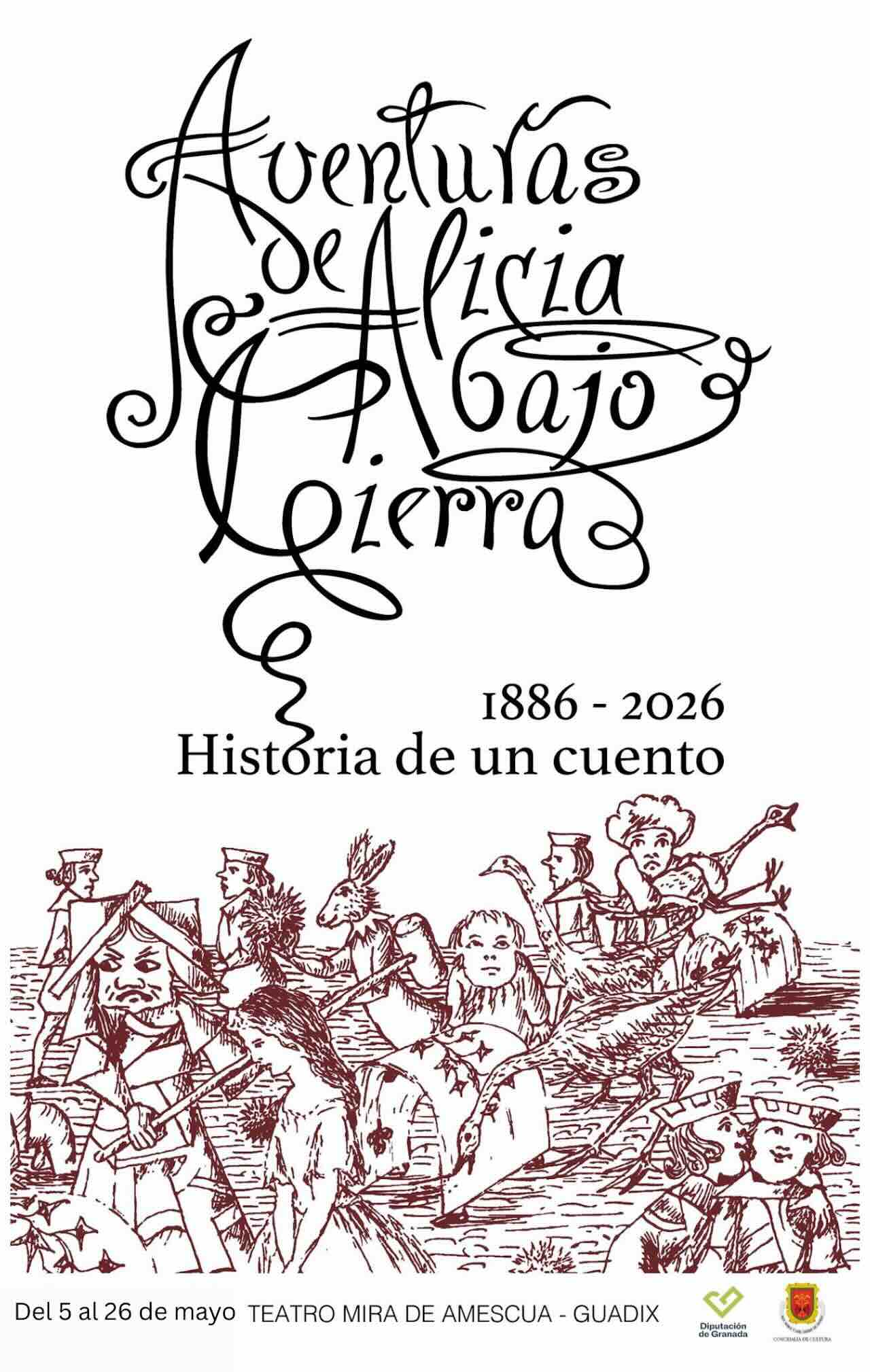 Exposición Aventuras de Alicia bajo Tierra en el Teatro Mira de Amescua de Guadix