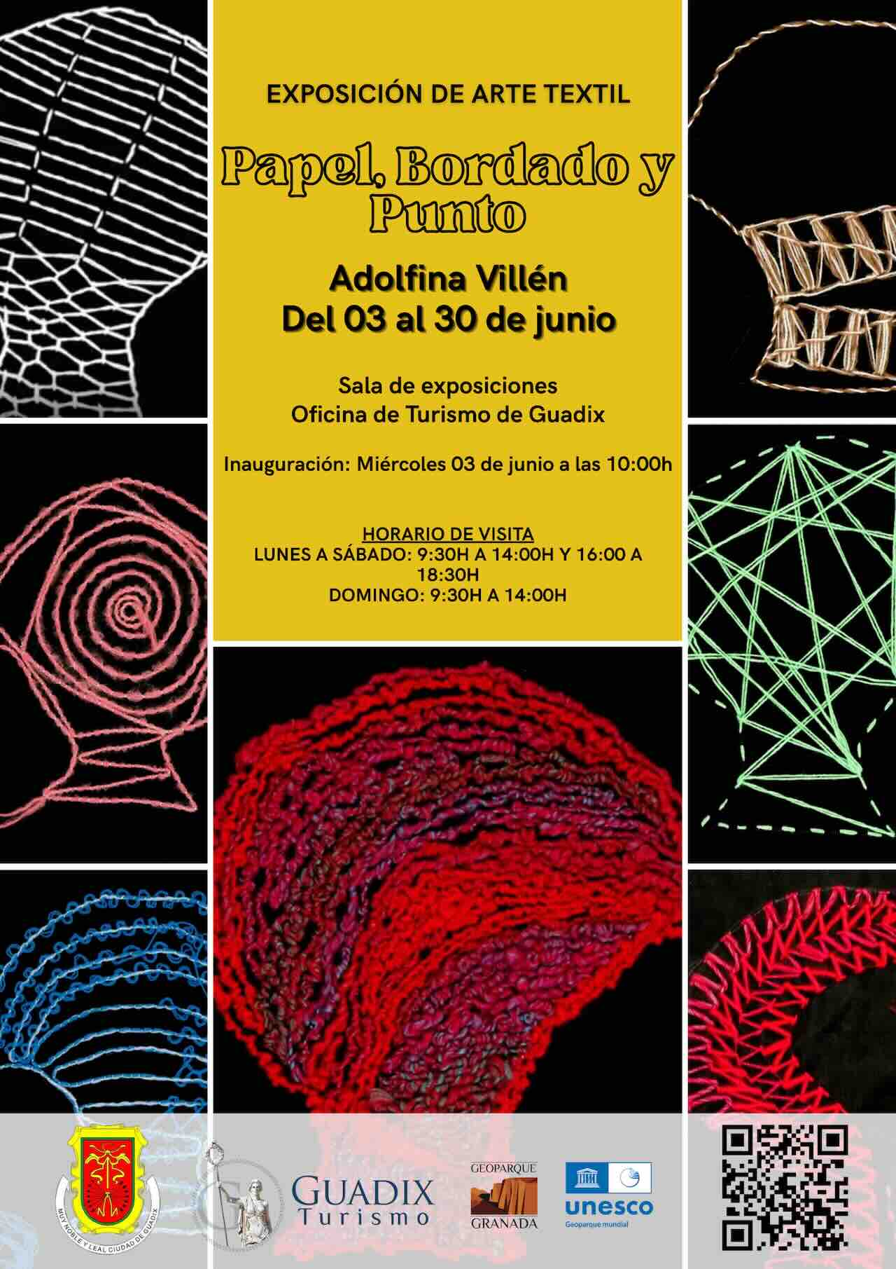 Exposición Bordado, Papel y Punto de Adolfina Villén en Guadix.