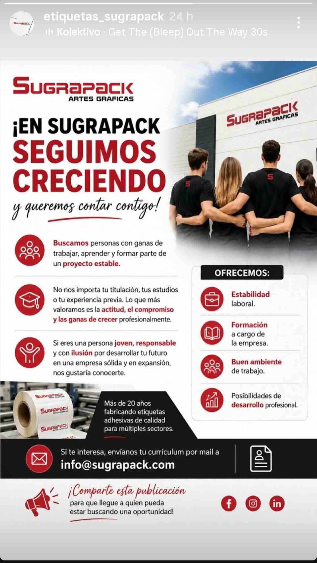 Oferta de EMPLEO - Sugrapack