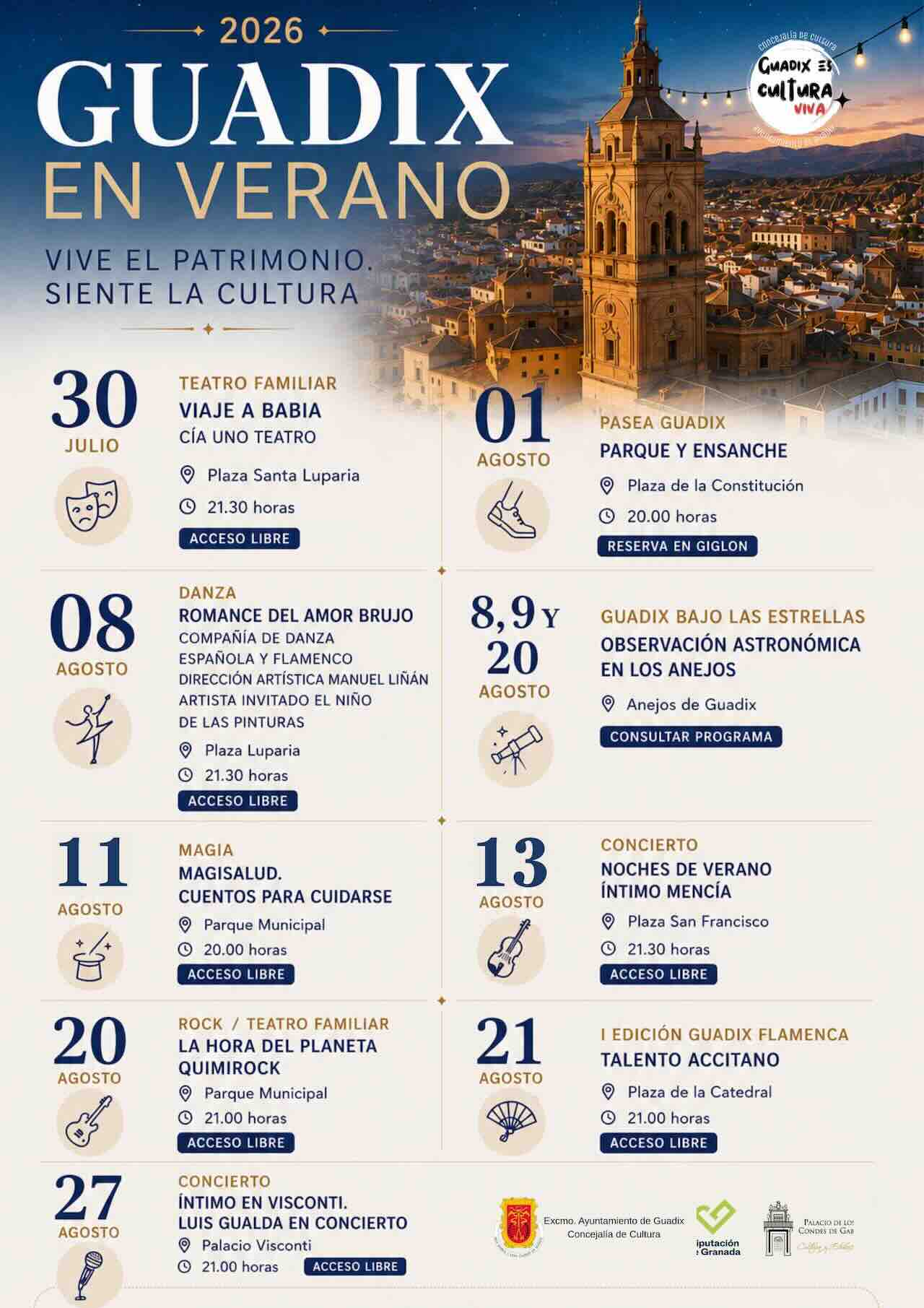 Cartel programación cultural Guadix