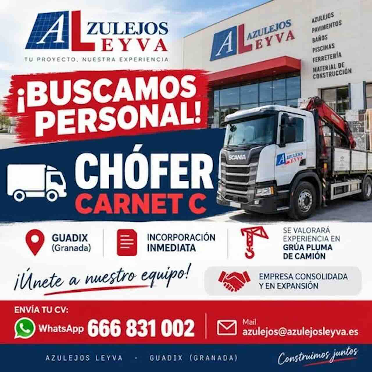 Buscamos chofer azulejos leyva