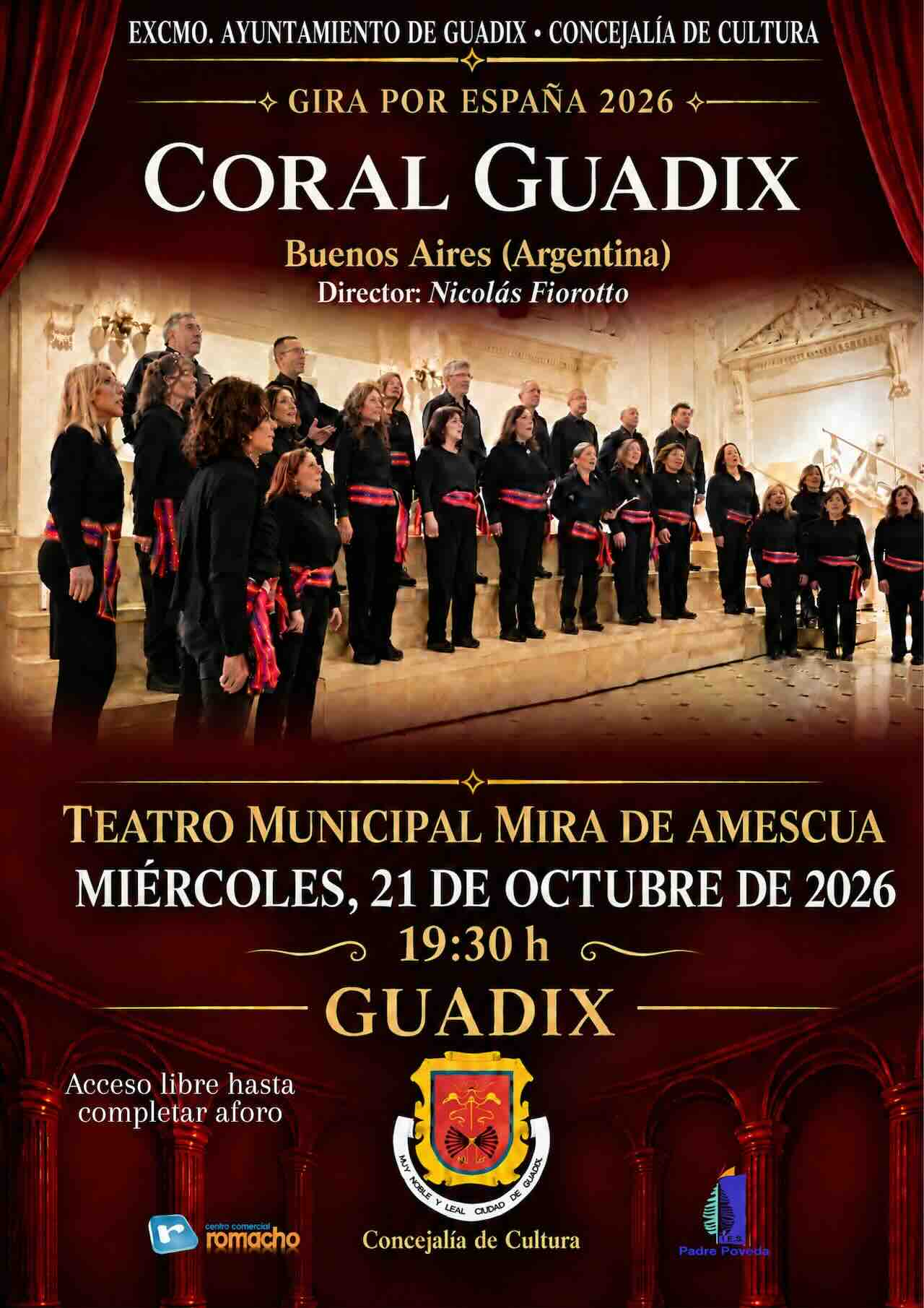 Cartel concierto de la Coral Guadix de Buenos Aires